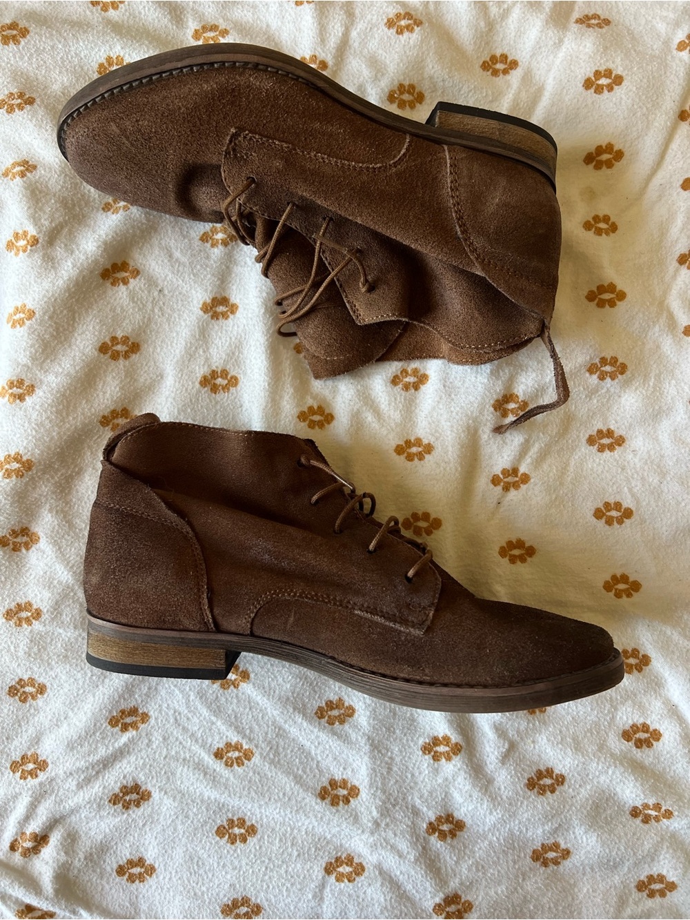 Women's Brown Suede Lace-Up Ankle Booties
